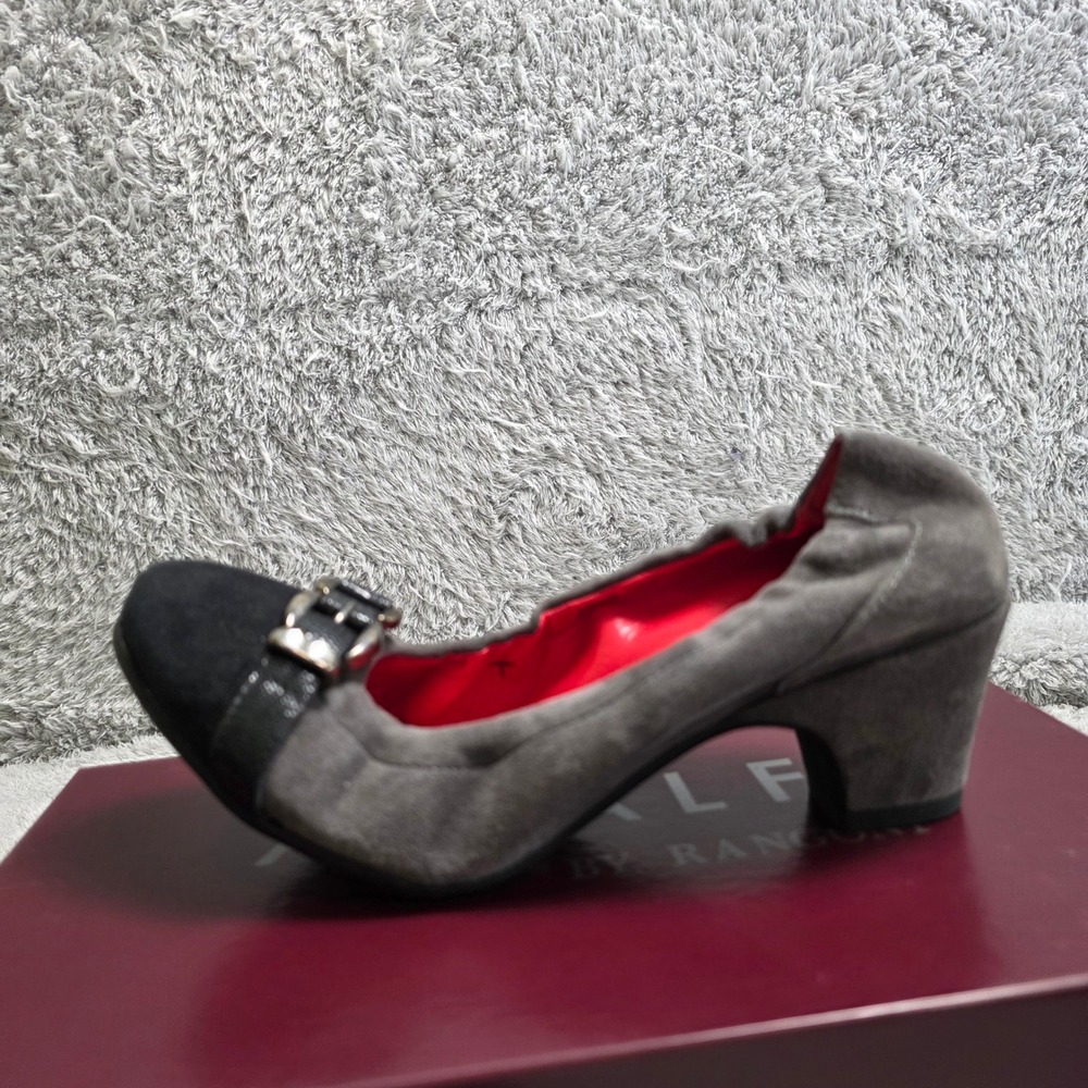 NEW Amalfi by Rangoni Suede Leather Gray Black Heeled‎ Ballet Flats 7M - Picture 5 of 7